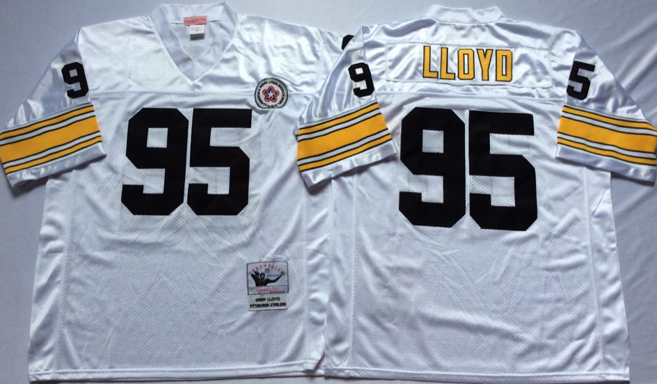 Men NFL Pittsburgh Steelers #95 Lloyd white Mitchell Ness jerseys->pittsburgh steelers->NFL Jersey